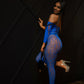 ‘Luxe Me’ Seamless Lace Jumpsuit - Blue