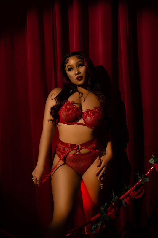 ‘Lady in Red’ - Lingerie Garter Set