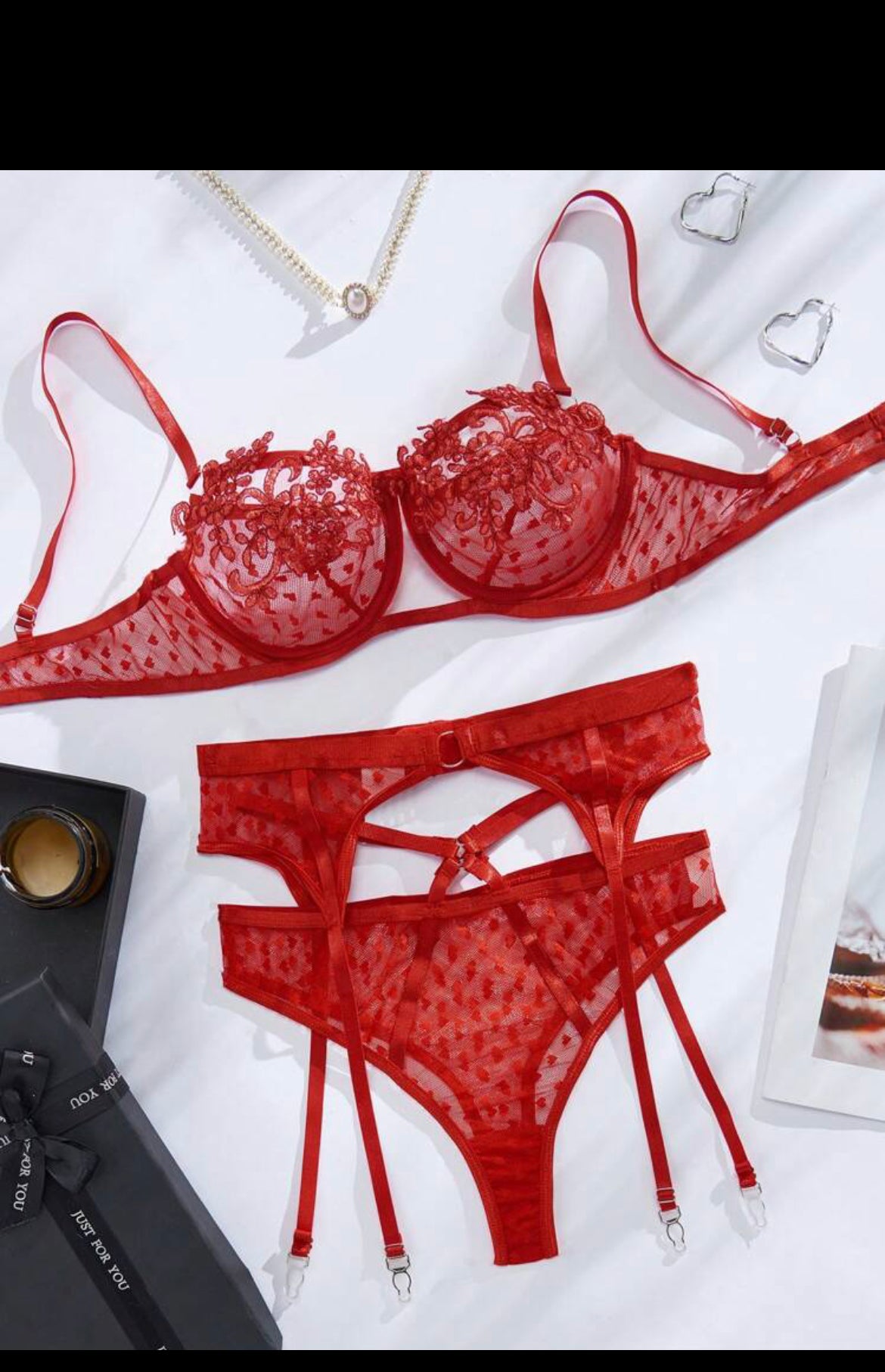‘Lady in Red’ - Lingerie Garter Set