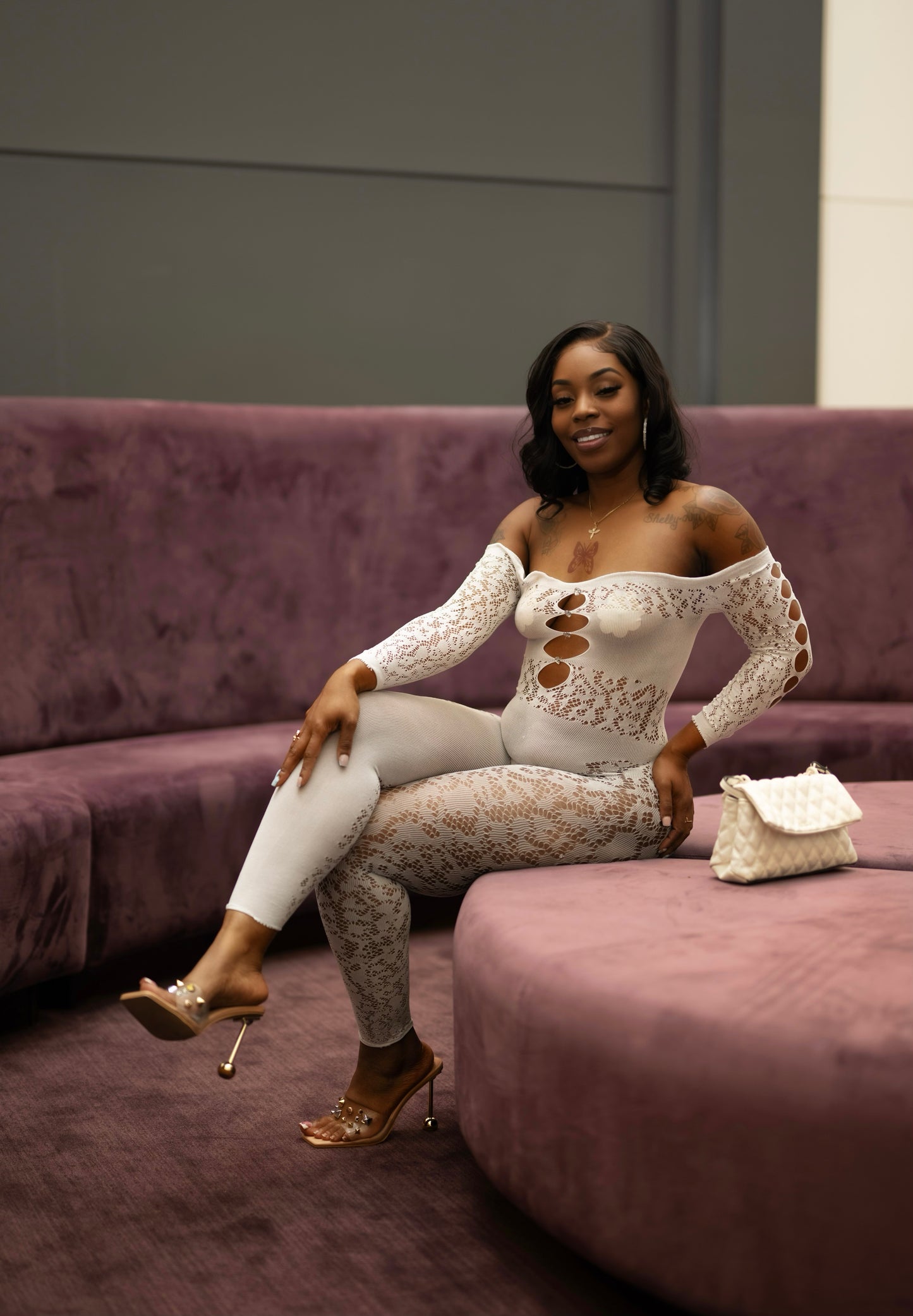 ‘Luxe Me’ Seamless Lace Jumpsuit - White