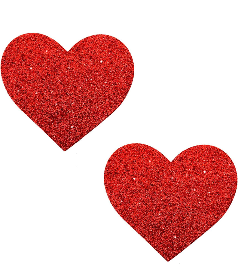 Red Glitter Heart Pasties