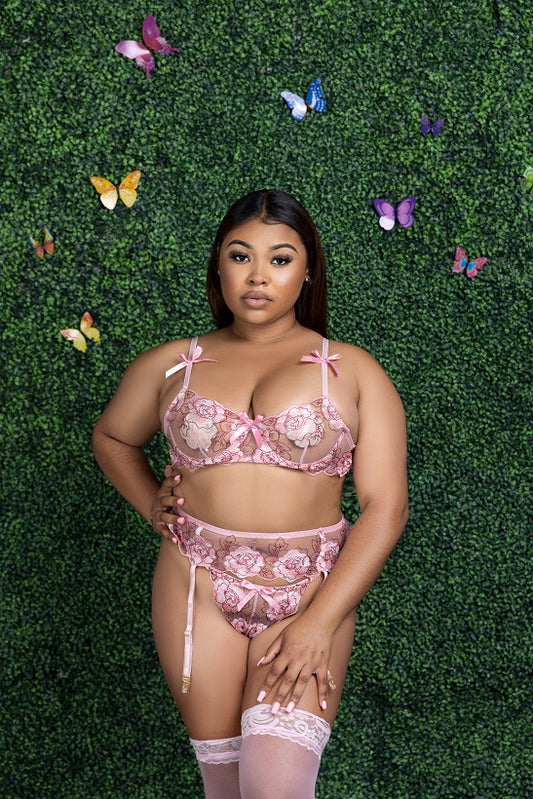 'Pink Esscences' - Lingerie Garter Set